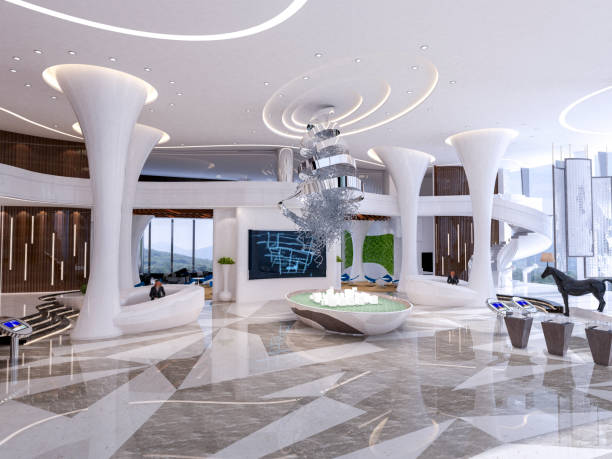 istock 3d render of luxury hotel lobby and reception 1154798554