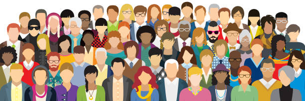 векторная иллюстрация людей с разными характеристиками. - facebook friendship connection social gathering stock illustrations