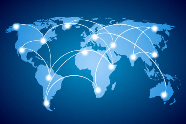 istock Blue World Map, continents of the planet, globalization, world communications, Social Network - stock vector 1154802893