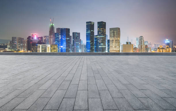 istock Empty floors and city skyline in shenzhen, China 1154803764