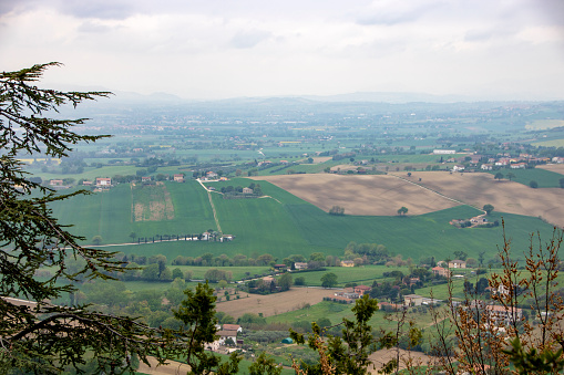 exceptional panoramic view of the countryside and the Apennines mountains from the Mount Tabor, called the  Hill of Infinity, the  favourite spot of Giacomo Leopardi, italian poet, Recanati, Masrches, Italy