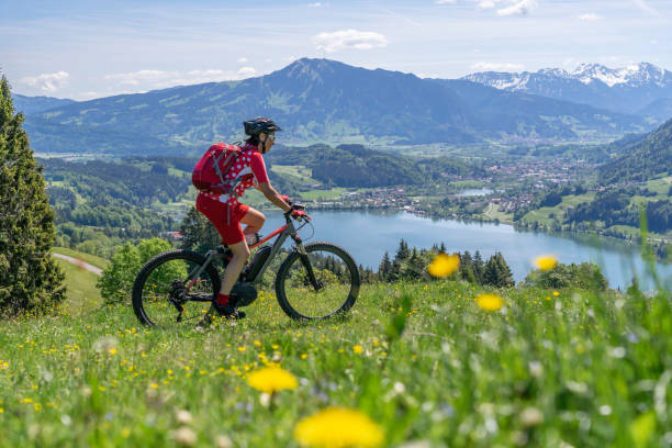 istock mountain biking in the Allgau, Bavaria,Germany 1154808536
