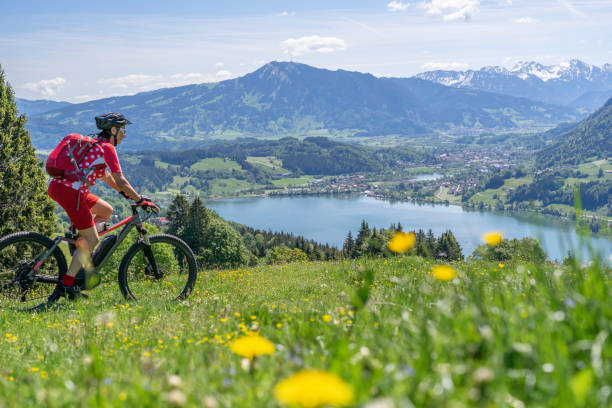istock mountain biking in the Allgau, Bavaria,Germany 1154808698