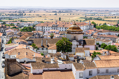 View from the cathedral over the city of Evora, Alentejo, Portugal