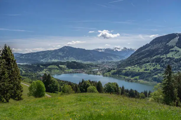 view over the Alpsee in the Allgau Alps near Immenstadt, Bavaria, Germany