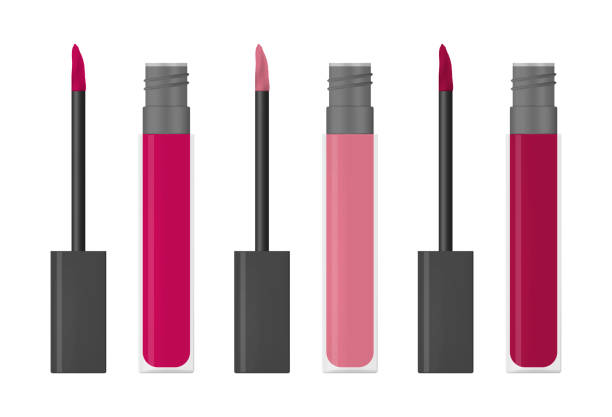 istock Lip gloss or liquid lipstick - clear tube and screw cap with applicator, vector illustration. Beauty product packaging 1154814448