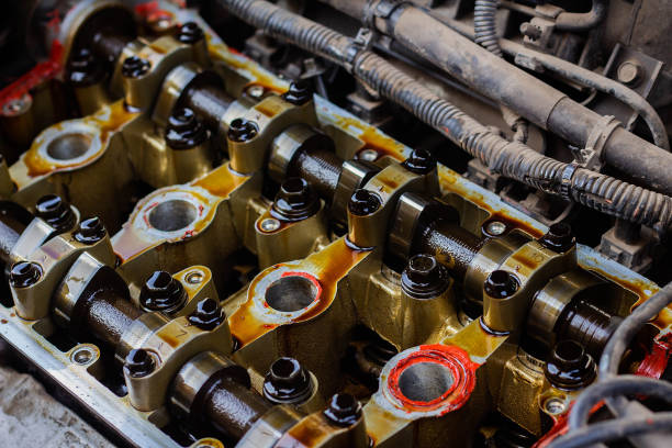 istock Disassembled internal combustion engine, close-up of the unit head 1154817795