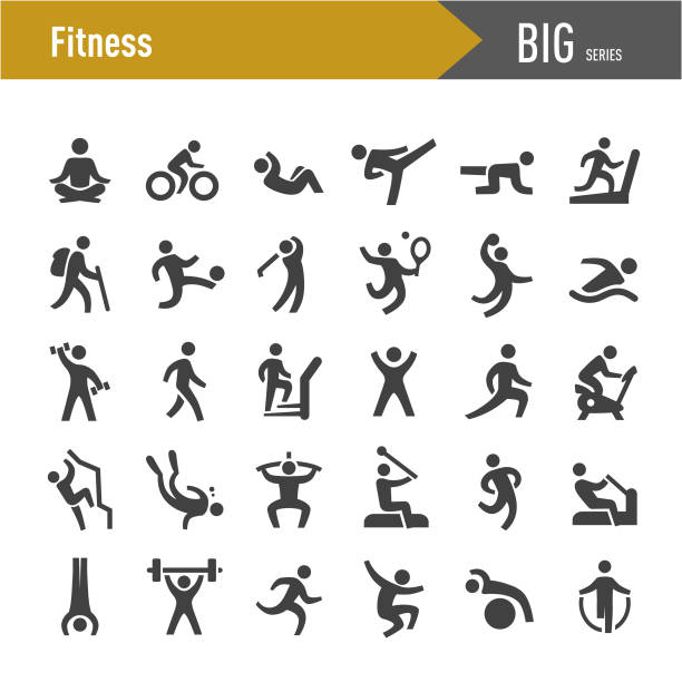 fitness-methode icons-big series - set sport stock-grafiken, -clipart, -cartoons und -symbole