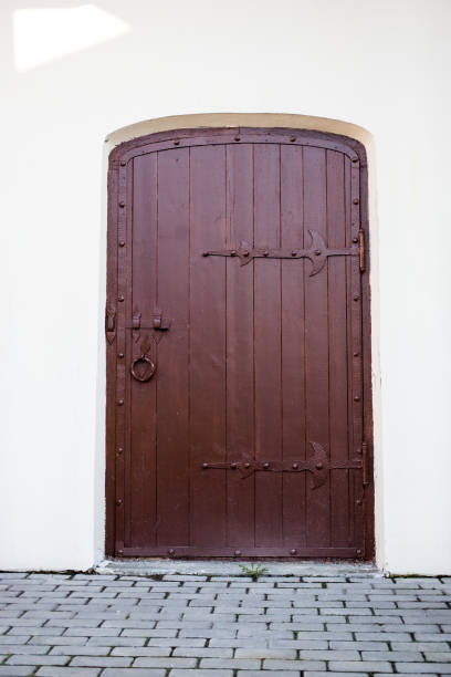 istock door in the old Russian style 1154820089