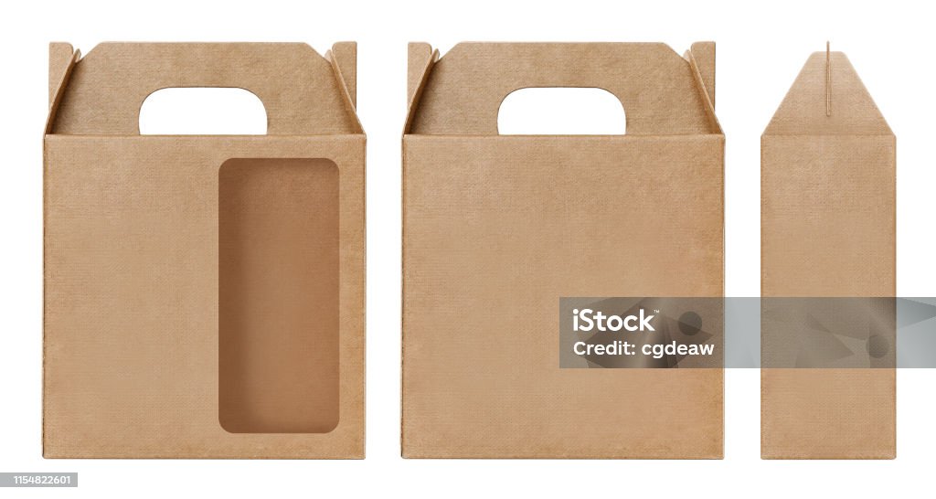 Box Cut Shape Box Brown Window Shape Cut Out Packaging Template Empty Kraft Box ...