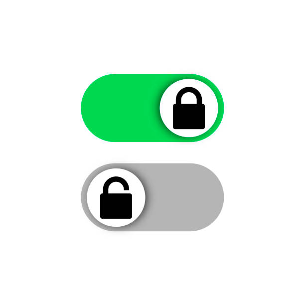 ilustraciones, imágenes clip art, dibujos animados e iconos de stock de encendido y apagado botones de interruptor de palanca - unlocked padlock