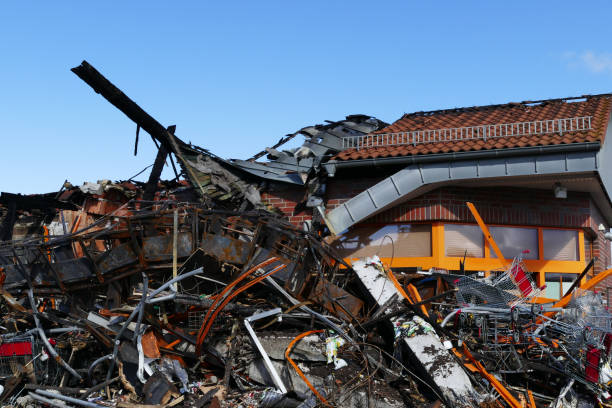 istock View of a deserted run down building after a fire 1154826680