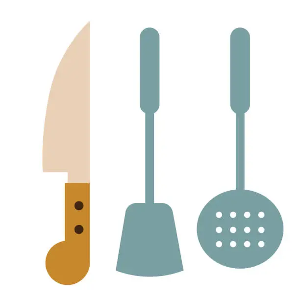 Vector illustration of Kitchen utensils geometric illustration isolated on background