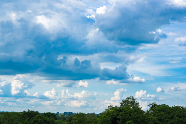 Blue sky and white cloud over hills or mountain on summer is beuatiful background