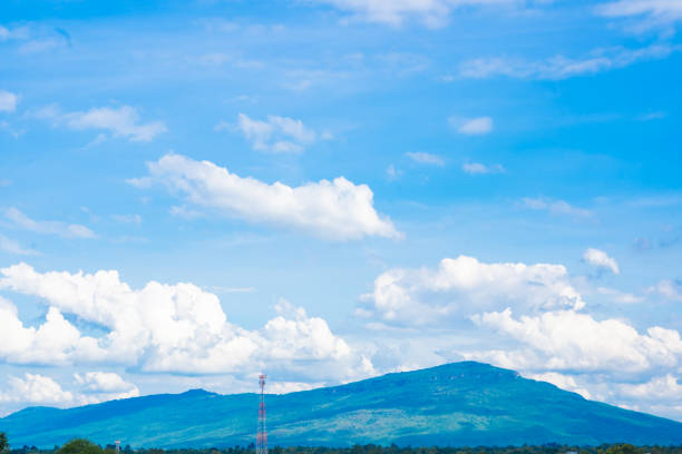 Blue sky and white cloud over hills or mountain on summer is beuatiful background