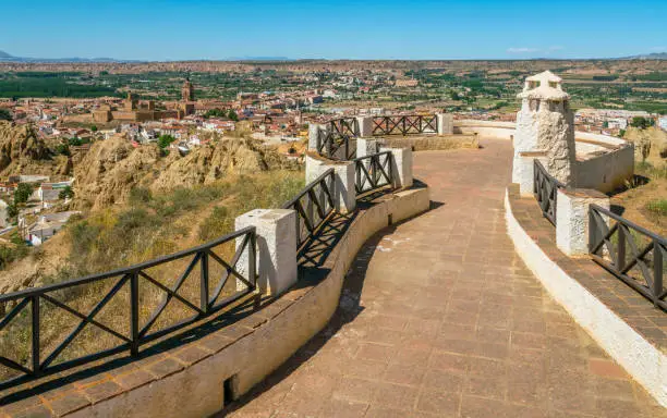 Panoramic view in Guadix, in the Sierra Nevada territory, province of Granada, Spain.