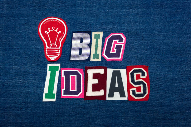istock BIG IDEAS text word collage, multi colored fabric on blue denim, lightbulb, innovation concept 1154835065