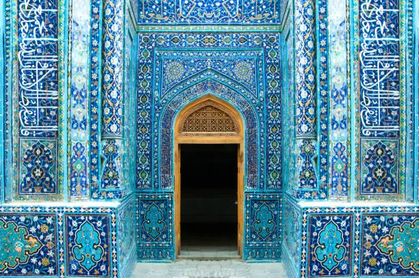 Shah-I-Zinda is a famous architectural complex, necropolis in Samarkand, Uzbekistan