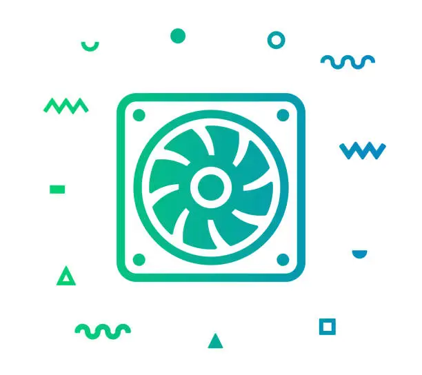 Vector illustration of Cooling Fan Line Style Icon Design