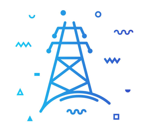 Electricity Line Style Icon Design Electricity outline style icon design with decorations and gradient color. Line vector icon illustration for modern infographics, mobile designs and web banners. transformer electricity stock illustrations