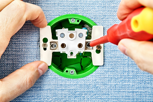 Zocket Inside Electrical Power Point Installation Electric Socket Inside Stock Photo ...