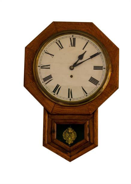 istock Eight corners wooden vintage clock 1154848301