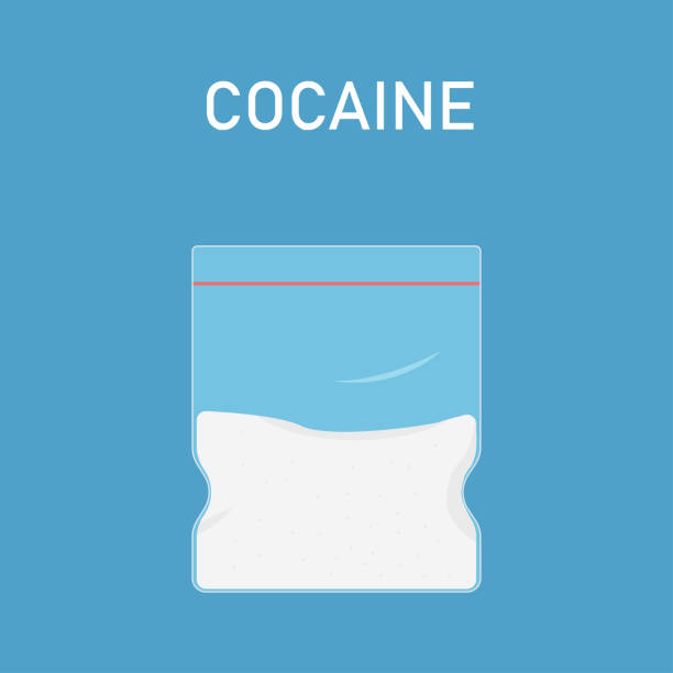 Cocaine in plastic bag. White drug dope. Sell meth in packet illegal. Cocaine in plastic bag. White drug dope. Sell meth in packet illegal. EPS 10 cocaine stock illustrations