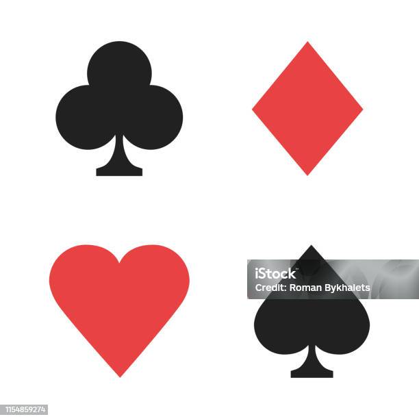 Signs Playing Cards Casino Isolated Signs Red Black Color Poker Signs Stock Illustration - Download Image Now