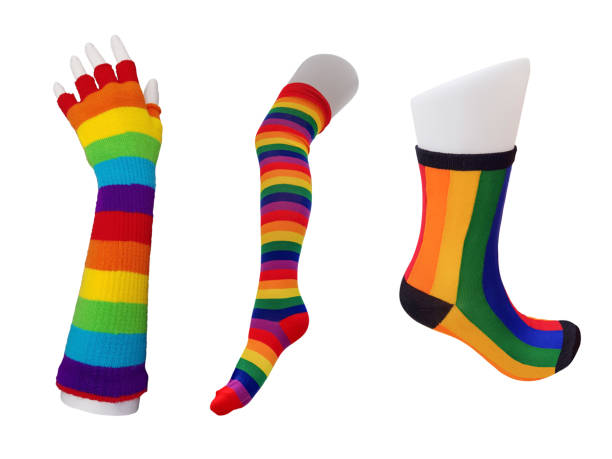 istock Rainbow socks, stockings and gloves on white background 1154865351