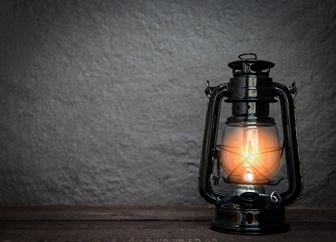 Oil Lamp At Night On A Dark Background Old Lantern Vintage Classic Black Stock Photo - Image Now iStock