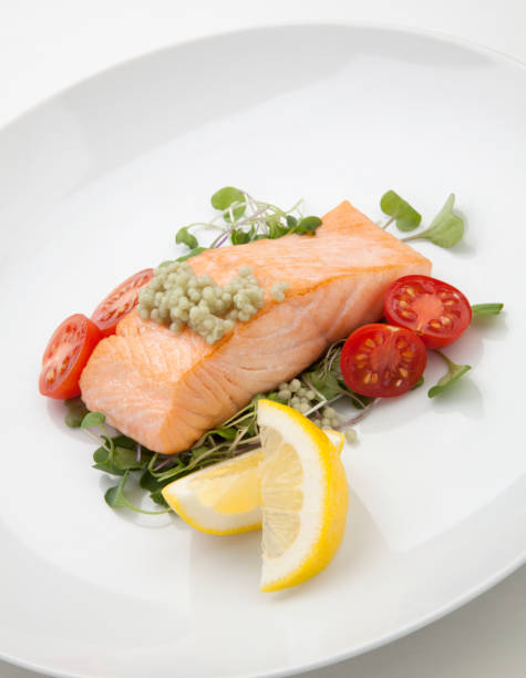 istock Fried Salmon With Wasabi Caviar 1154871881