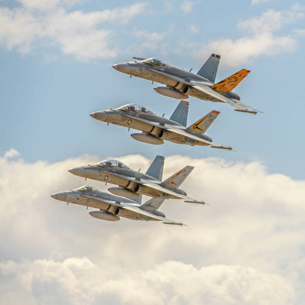 f/a-18 hornet, avalon airshow 26 feb-3 mar 2019 - military airplane mcdonnell douglas fa 18 hornet military fighter plane imagens e fotografias de stock