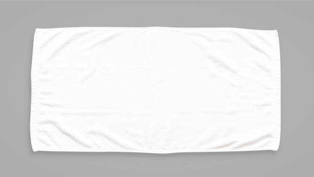 white cotton towel mock up template fabric wiper isolated on grey background with clipping path, flat lay top view - pano da cozinha imagens e fotografias de stock