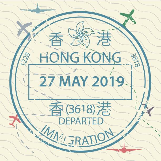 홍콩 비자 여권 스탬프 - passport stamp rubber stamp passport china stock illustrations