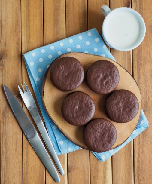 istock Chocolate pie and milk, Snack 1154874905