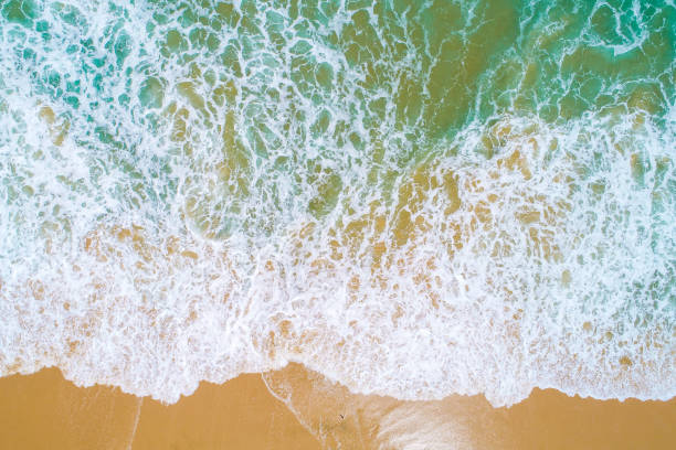 istock Beach aerial view with turquoise sea wave nature 1154875132