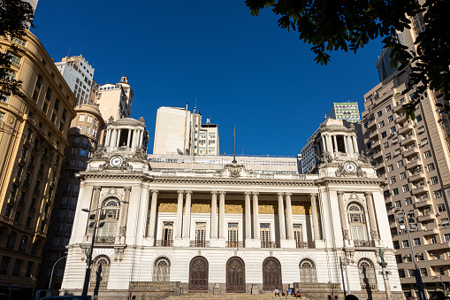 Rio de Janeiro/Brasil - June 07 2019, Town hall. Pedro Ernesto Palace. The city hall and the City Hall are located in Floriano Square, popularly known as Cinalândia, in the downtown neighborhood of Rio de Janeiro. The city hall was built in the year 1923.