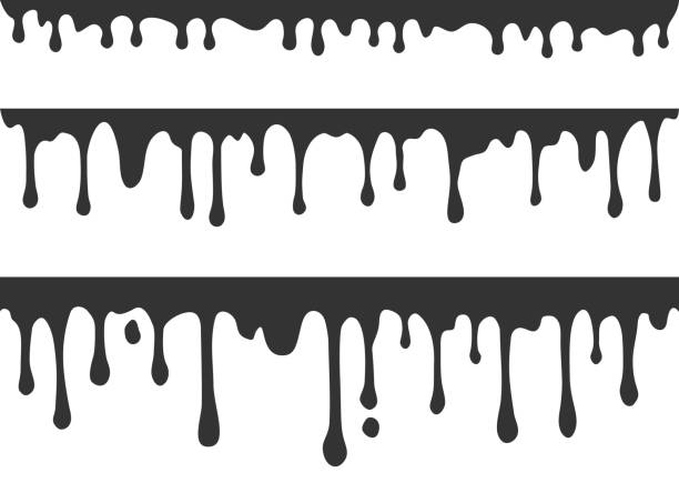 Black paint dripping vector background. Black paint dripping vector background, fluid splashes, liquid drops, ink droplets illustration. leaked pictures stock illustrations