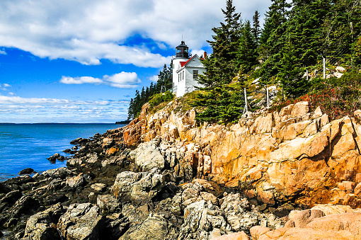 The beautiful eastern coast of Acadia National Park and Bar Harbor, Maine