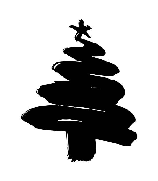 ilustrações de stock, clip art, desenhos animados e ícones de hand drawn christmas tree isolated on a white background. - christmas tree dirty winter grunge