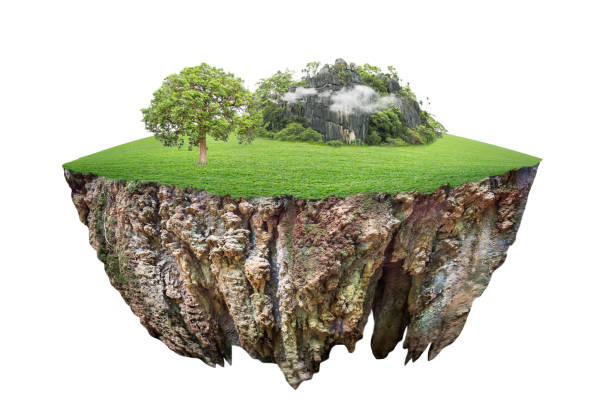istock round soil ground cross section with earth land and green grass. 1154890702
