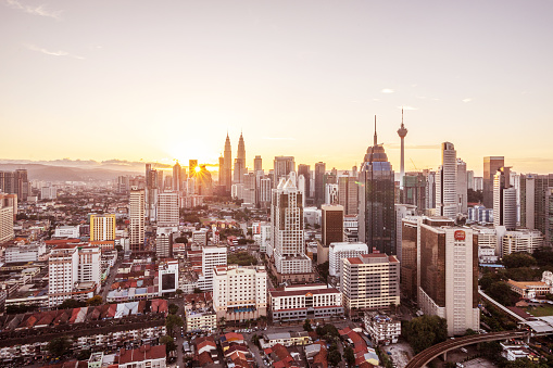 cityscape of kuala lumper with sunrise