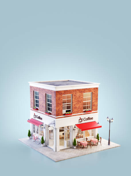 istock Unusual 3d illustration of a cozy cafe 1154896933