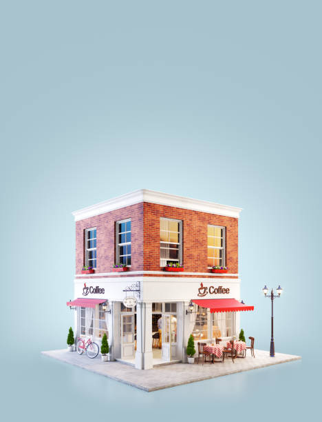 istock Unusual 3d illustration of a cozy cafe 1154896941