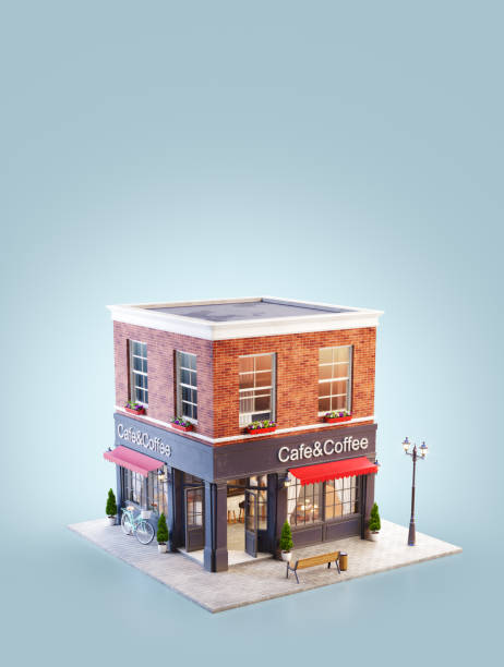 istock Unusual 3d illustration of a cozy cafe 1154896946
