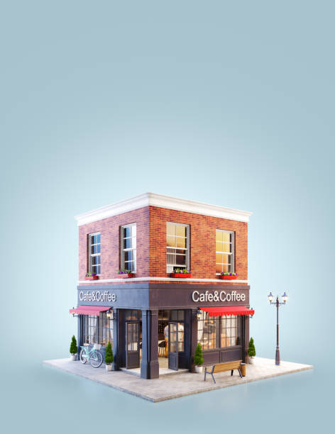 istock Unusual 3d illustration of a cozy cafe 1154896951