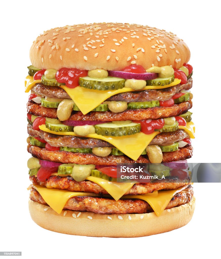 Cheeseburger Rất Lớn Được Phân Lập Trên Màu Trắng Hình ảnh Sẵn có ...