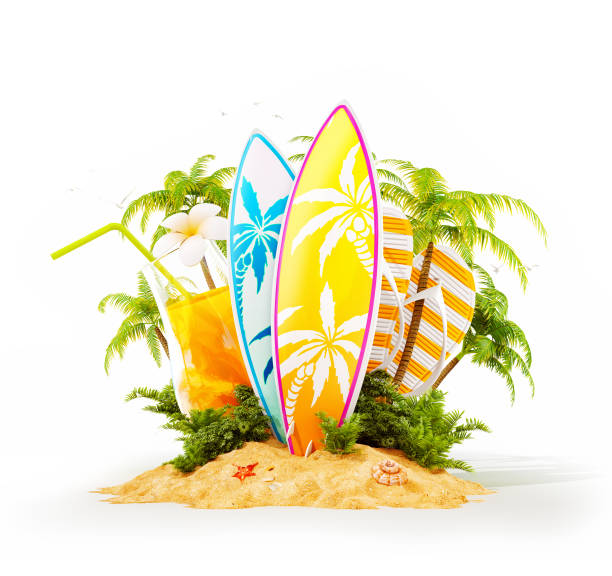 istock Surf boards on paradise island 1154897196