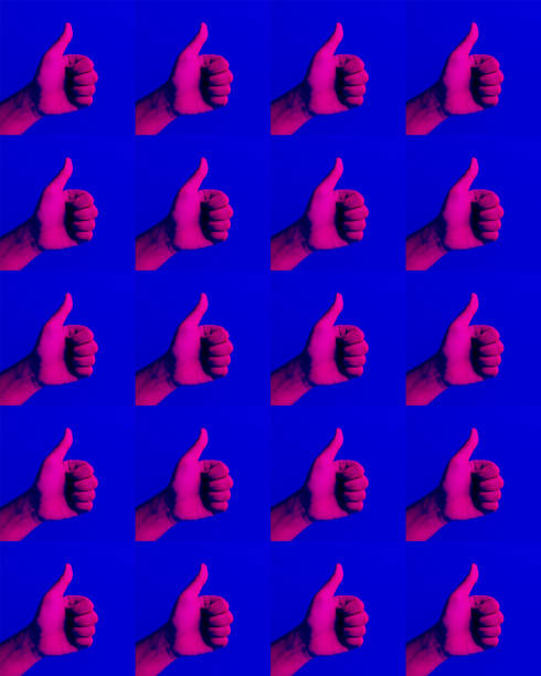 istock Effect result concepts with hand showing thumb up on blue 1154900148