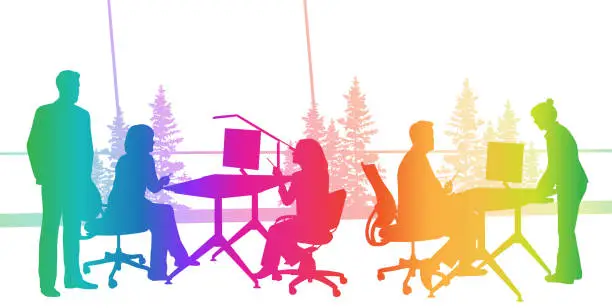 Vector illustration of Open Office Discussion Rainbow